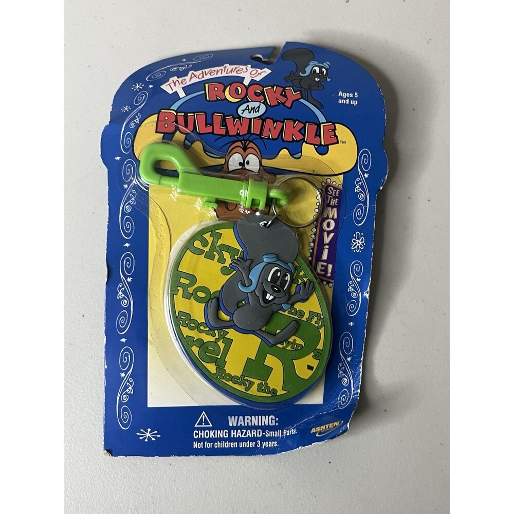Vintage  Rocky Squirrel and Bullwinkle Movie Keychain Ashten Products Rubber New